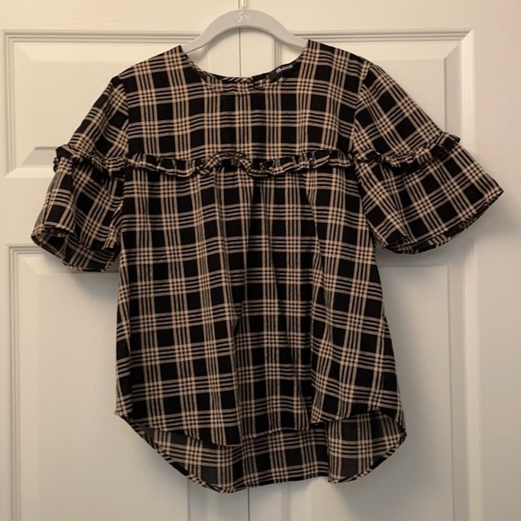 Madewell Ruffle-Yoke Top in Metallic Plaid - Picture 7 of 12